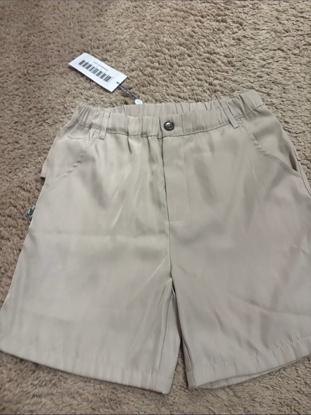 Kids Beige Elastic-Waist Shorts with Front Pockets